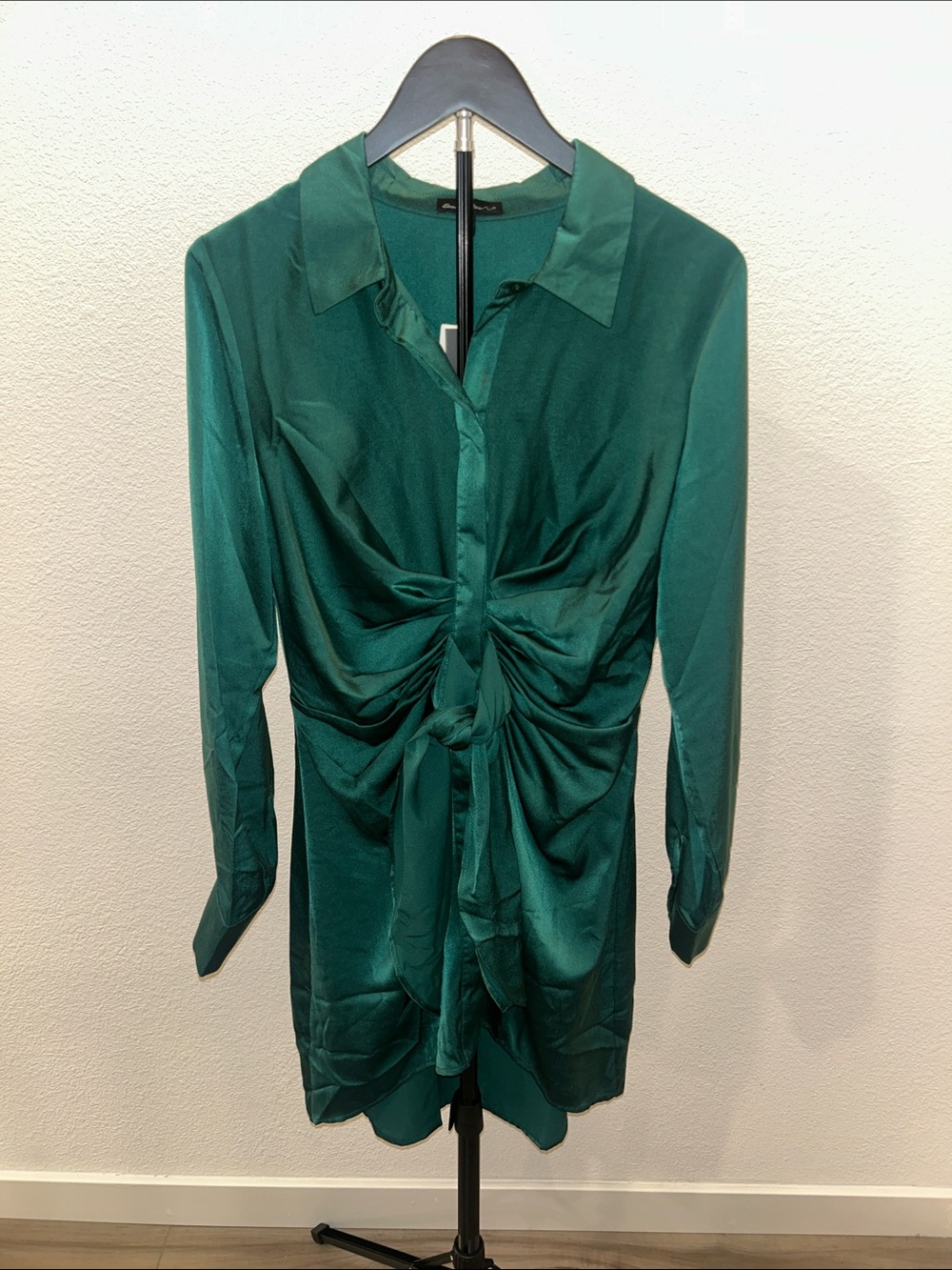 Hunter Emerald Green Long Sleeve Twist-Front Dress